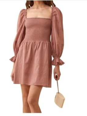 old navy pink linen dress ROVE Linen-Cotton Midi Dress - Crossover Back Ties